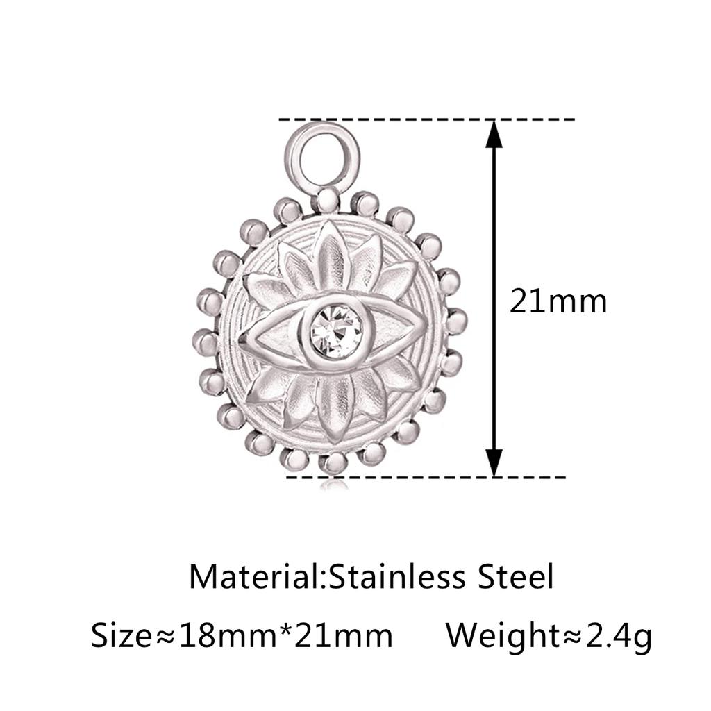 3pcs Stainless Steel Gold Color Plated Rhinestone Evil Blue Eye Charms Necklace Bracelet Earring DIY Jewelry Making Accessories