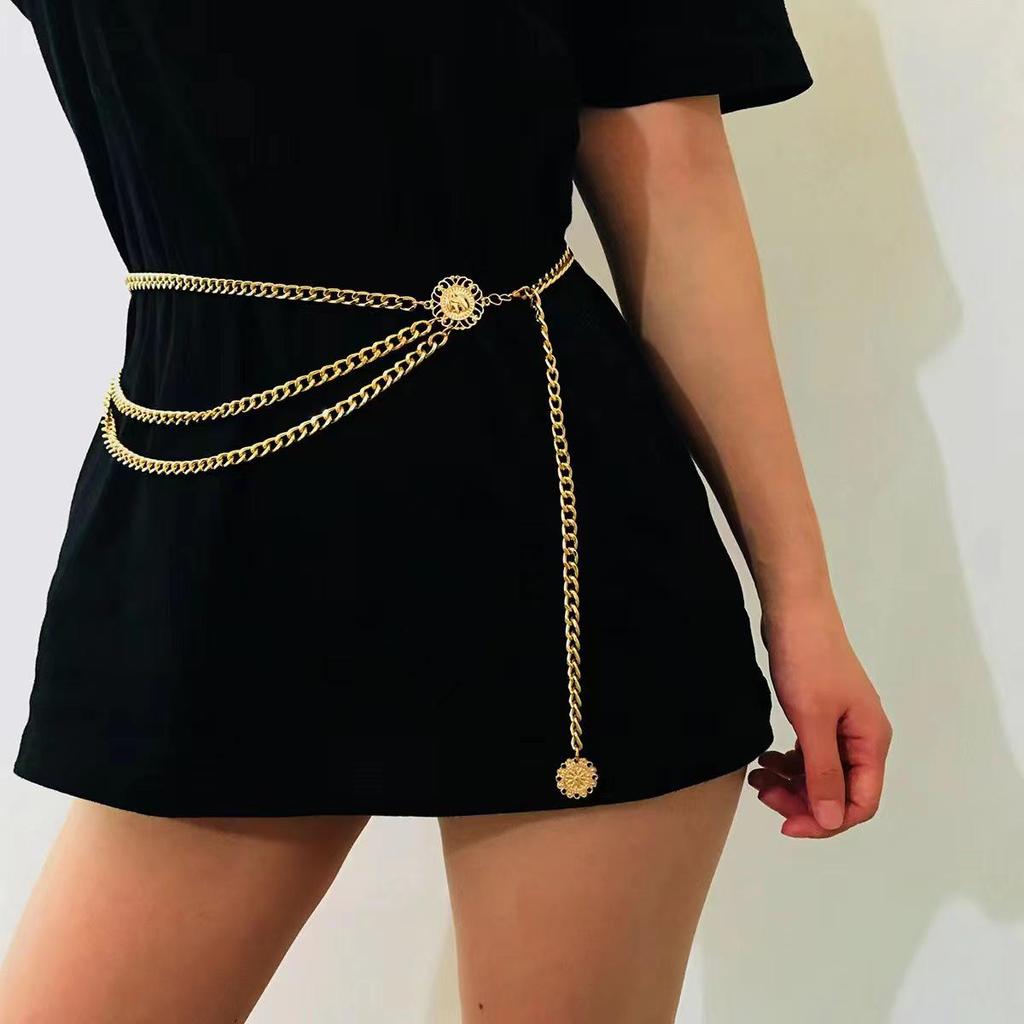 Women's Metal Hollow Circle Waist Chain Belt: All-Match Decorative Accessory for Suits, Sweaters, and Dresses