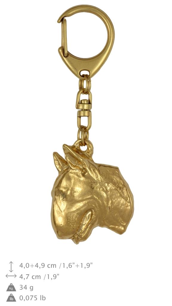 Bull Terrier, Bully II - Gilded Key Ring with Dog, Handbag Decoration, Luxury Accessory by Art-Dog Brand