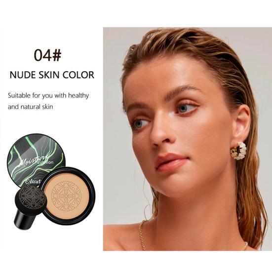 CC Cream with Mushroom Powder Puff Full Coverage Color Correcting Foundation Cream Hydrating Long Lasting Oil Control Natural Lightweight Concealer