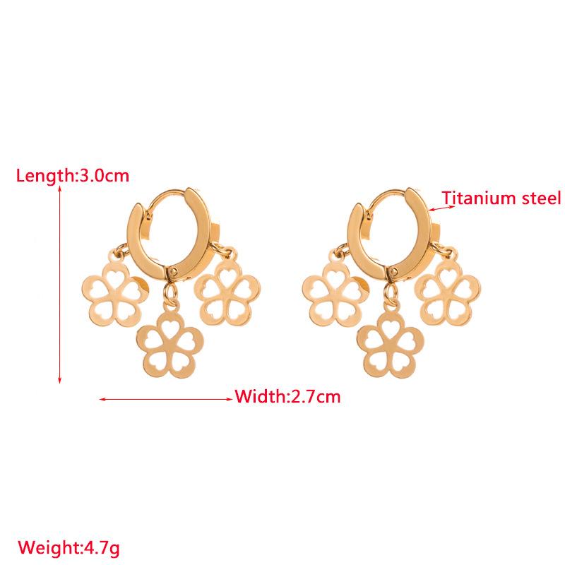 Женские простые серьги-капли в форме сердца, серьги-подвески из нержавеющей титановой стали, хрустальные цветочные глаза, золотой цвет, геометрические украшения для ушей
