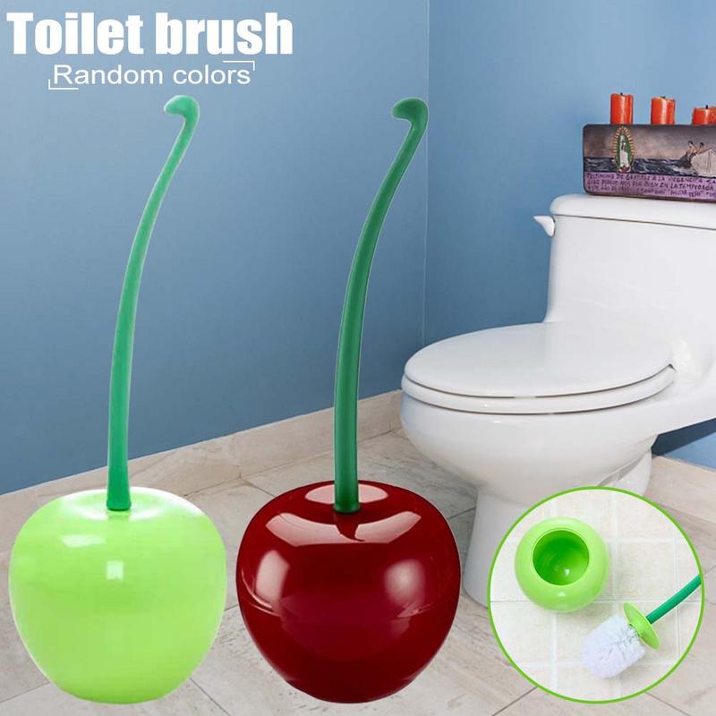 Cherry Toilet Brush soft-bristled Bathroom Toilet Cleaning Brushes Cherry Shape Lavatory Brush Holder Set for Bathroom Cleaning