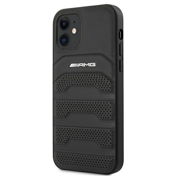 AMG AMHCP12SGSEBK iPhone 12 mini 5.4" black/black hardcase Leather Debossed Lines