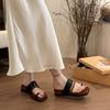 New Summer Platform Retro Cover Toe Cool Slippers Women's Shoes Wear Out Square Head Casual Wedge Slippers Women