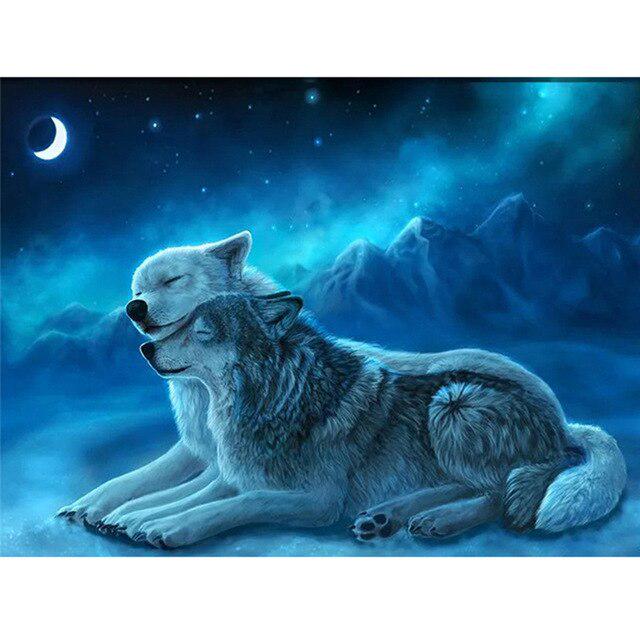 Wolf Animal DIY 5D Diamond Painting Full Round Drill Dreamcatcher Diamond Embroidery Cross Stitch Mosaic Rhinestones Home Decor