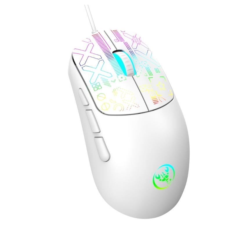 6 Button RGBs Illuminates Corded Mouse 3600DPI Precisions Tracking For Gaming Office Use With AntiSlip Scroll Wheel