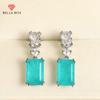 Personality Square Blue Stone Dangle Earrings For Women Wedding Engagement Party Chic Ear Accessories New Jewelry