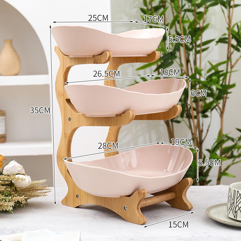 Бытовой Многослойный Поднос из Массива Дерева Гостиная Поднос для Фруктов Хранение Корзина для Фруктов Поднос для Закусок Подставка для Десертов