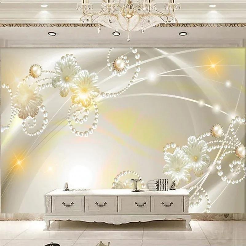 European Style 3d Photo Wallpaper Fashion Flower Jewelry Mural Living Room Background Wall Murals Decor