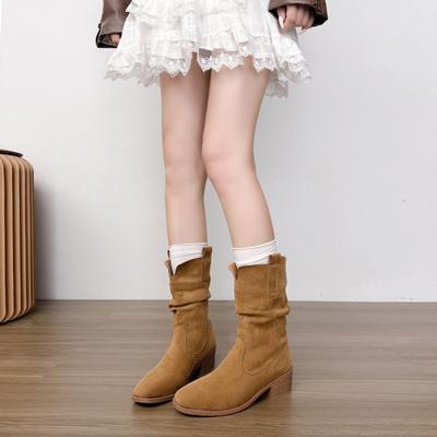 Ботинки мартин женские 2025 осень новые на высоком каблуке с V-образным вырезом средней высоты короткие ботинки ботинки на платформе 7 см