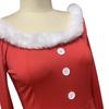 Christmas Performance Dress Fluffy Square Neck Pure Color A-line Irregular Hem Button Decor Festive Stage Show Santa Cosplay Costume New Year