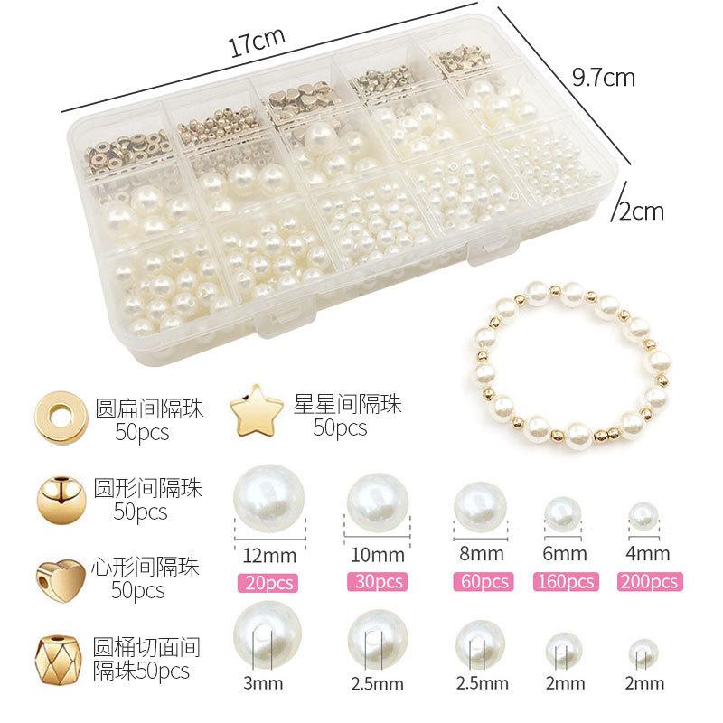 Pearl Set Pentagram Spacer Bead Accessories Handmade Diy Beaded Bracelet Earrings Necklace Set