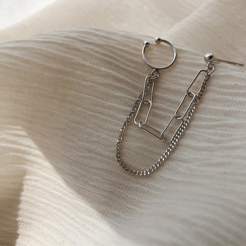 Я потеряла длинную серьгу-клипсу в виде ушной косточки, женские модные универсальные серьги-гвоздики с цепочкой для крутых девушек.