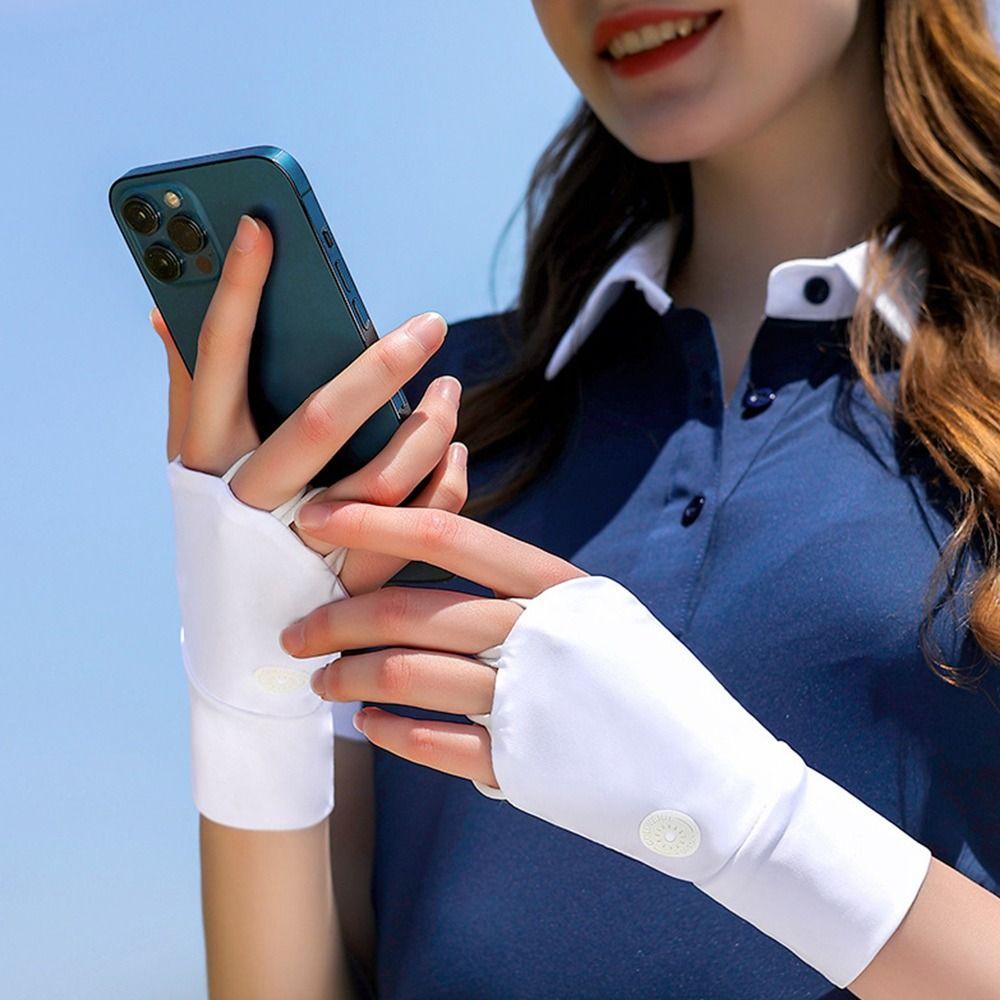 Защита от солнца и ультрафиолета Ice Silk Гольф Перчатки Cool Солнцезащитные Перчатки Открытые Перчатки с пальцами Спорт на открытом воздухе