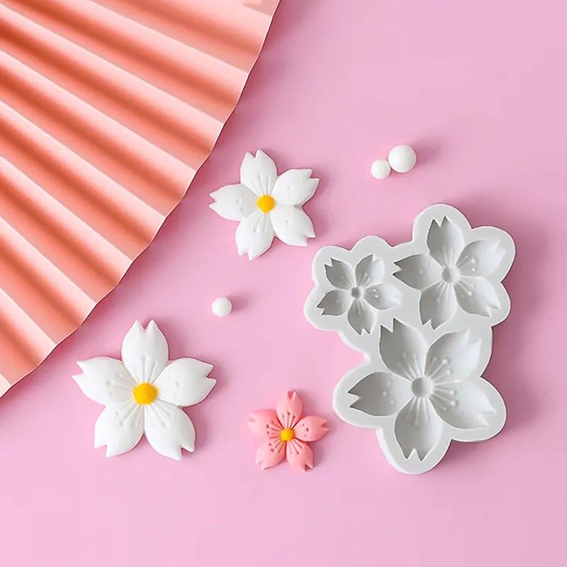 1Pc 3 Cavity Sakura Flower Shape Silicone Mold Sun Flower Fondant Chocolate Birthday Cake Decoration Baking Home Mold