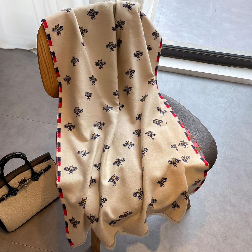 Imitation Cashmere Fringed Extended Jacquard Scarf Women'S Versatile Warm Thickened Shawl Decorative Scarf