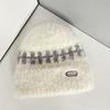 Plush Striped Knitted Hat Women's Autumn and Winter New Versatile Plush Thickened Thermal Ear Protector