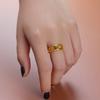 Chic Brass Gold Plated Twist Design Couple Ring Ideal For Fashion Forward Women