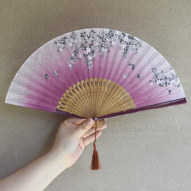 Dream Lotus Chinese Style Ancient Style Folding Fan, Qipao Dance, Japanese Style, Women's Hanfu, Summer Bamboo Fan, Sub-Classical Cotton Fan