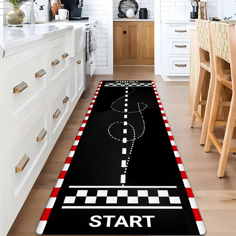 VIKAMA Racing Track Carpet Corridor Bedroom Kitchen Floor Mat Anti-Slip Long Strip Area Carpet Party Home Decoration