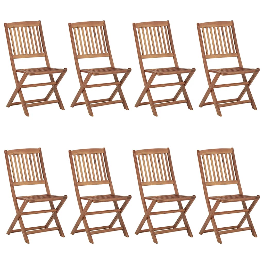 Foldable Garden Chairs 8 pcs with Cushions Solid Acacia Wood