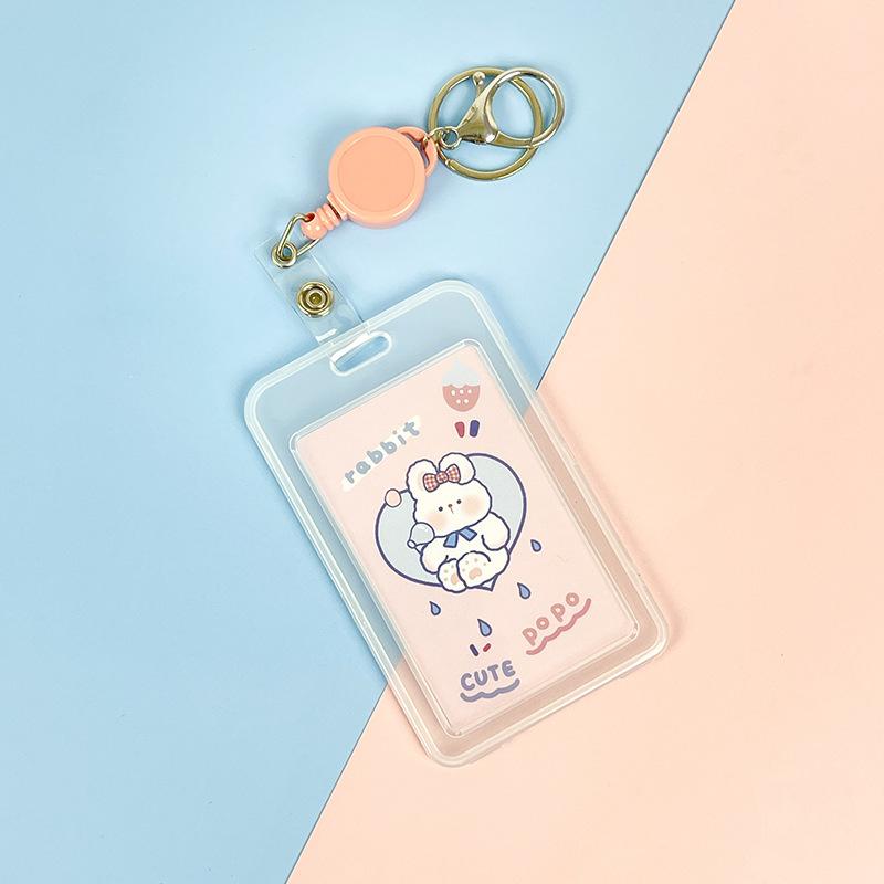 Милый прозрачный чехол для карты на шнурке, чехол для студенческой карты на автобусе, чехол для мультяшной рабочей карты, держатель для кредитной карты, держатель удостоверения личности с веревкой