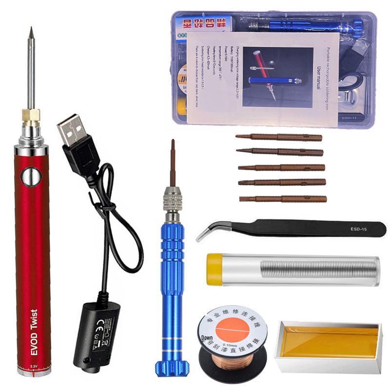 Portable USB Rechargeable Wireless Soldering Iron and Outdoor Repair Tool Set