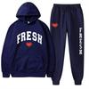 European size plus fashion printed sweater autumn and winter fleece warm hoodie casual sports women's suit
