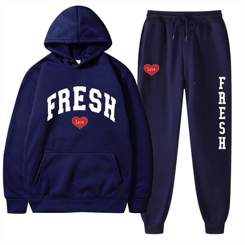 European size plus fashion printed sweater autumn and winter fleece warm hoodie casual sports women's suit