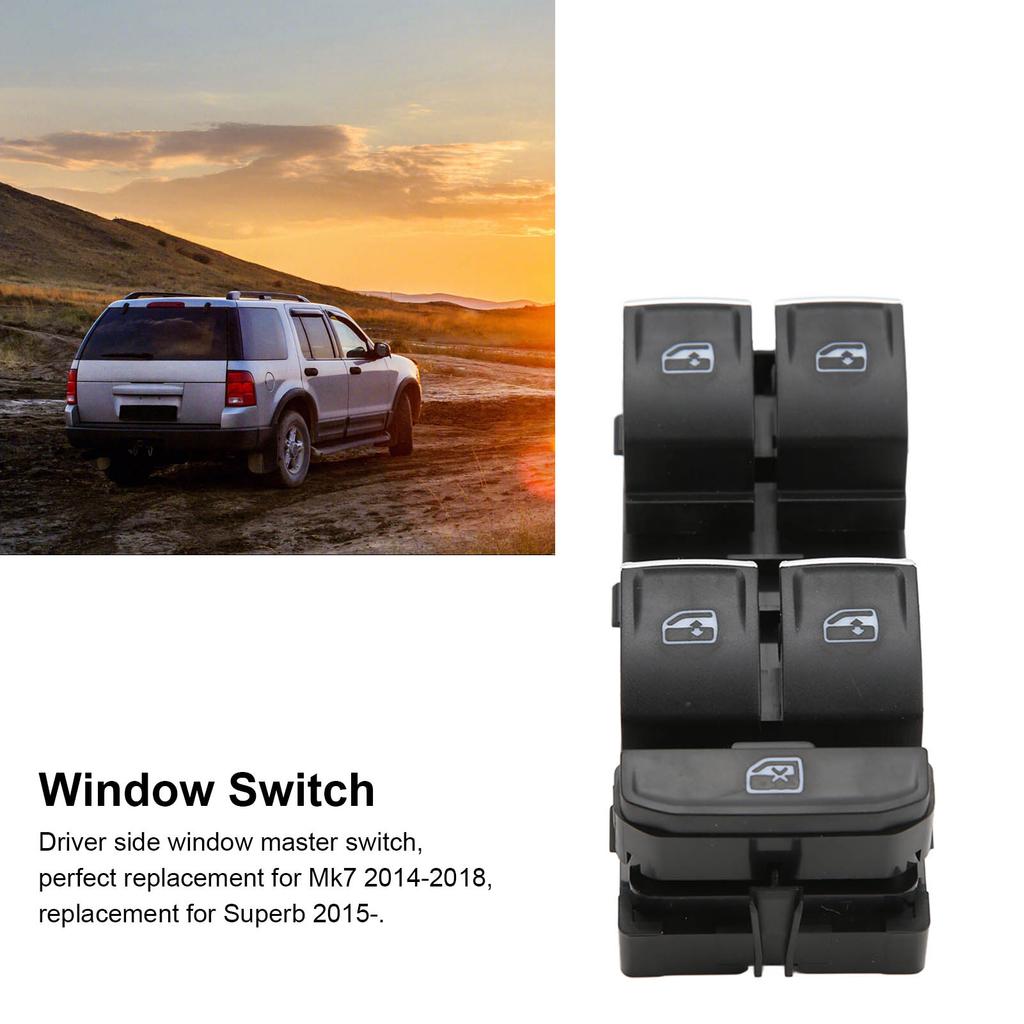 Front Driver Side Window Master Switch Black Replacement for Mk7 Variant B8 Karoq Kodiaq Superb 5G0959857C Car Accessories