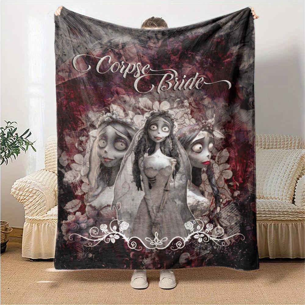 Corpse Bride Print Flannel Blanket High Quality Warm Comfortable Cover for All Seasons Perfect for Gifts Home Decor
