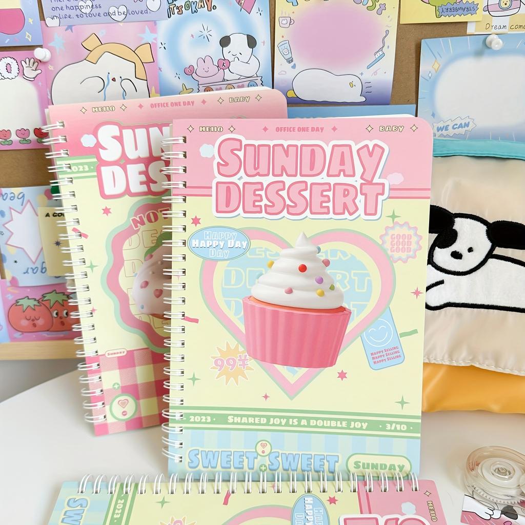 Girl Heart Horizontal Line A5 Notebook 2PCS Retro Coil Student Classroom INS Style