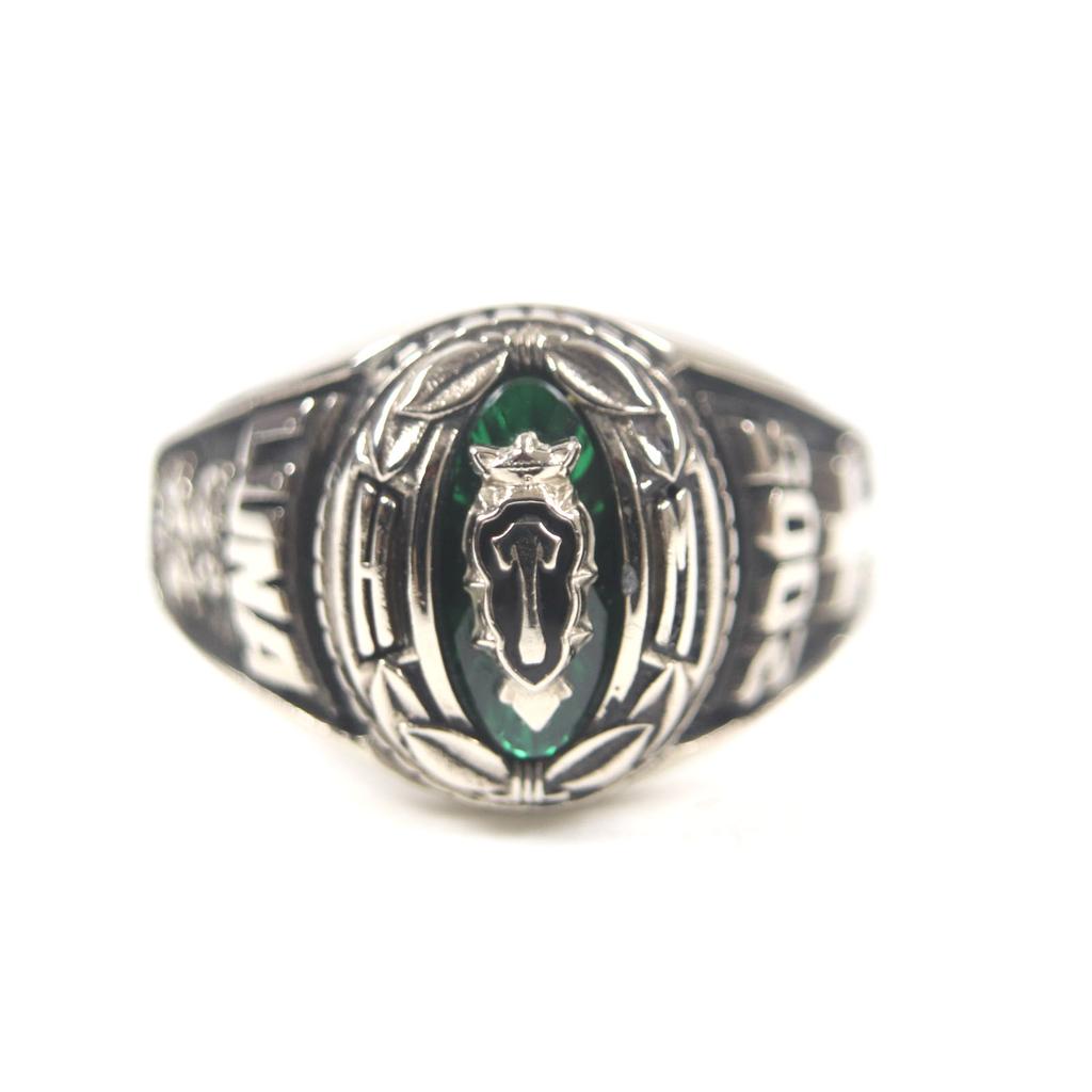 Excellent JOSTENS Ring HTM LUNA 20005 Silver Green 14K mens Used