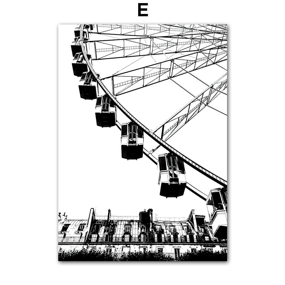 Парижское полотенце колесо обозрения кафе модная девушка настенная живопись холст черно-белая гостиная плакат печать домашний декор настенная картина