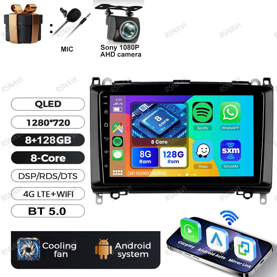 Car Radio Android 16 For Mercedes Benz B200 Sprinter W906 W639 A B Class W169 W245 Viano Vito Viedo Player Multimedia 4G LTE GPS