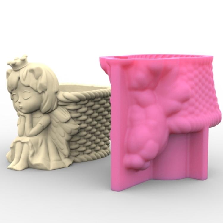 3D Девочка-ангел Цветочный горшок Силиконовая форма Подсвечник Форма для смолы DIY Коробка для хранения
