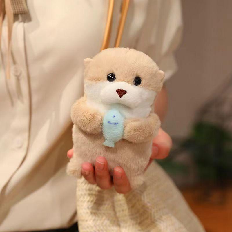 10cm Otter Plush Toys Soft Sea Otter Stuffed Animals Plushies Cute Hanging Pendant Props for School Bag Key Wallet Gifts
