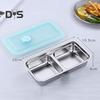 Контейнеры для закусок из нержавеющей стали, герметичные, с 2 отделениями, контейнеры для макания, многоразовые контейнеры для приправ с крышками, металлический ланч-бокс для закусок и соусов
