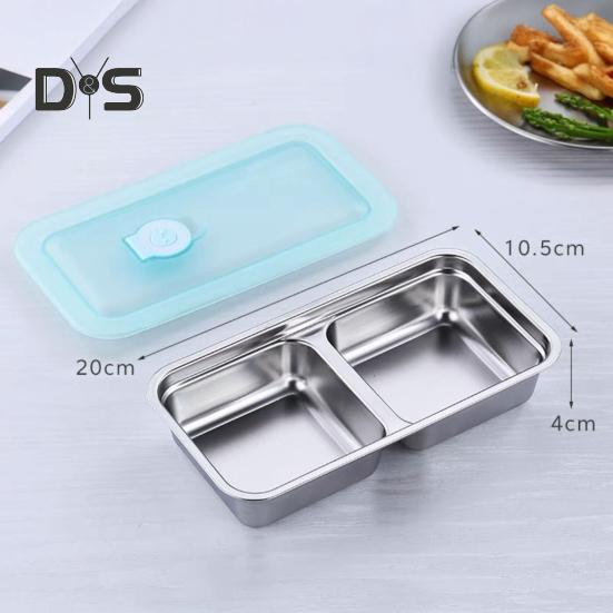 Контейнеры для закусок из нержавеющей стали, герметичные, с 2 отделениями, контейнеры для макания, многоразовые контейнеры для приправ с крышками, металлический ланч-бокс для закусок и соусов