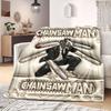 Chainsaw Man Fancy Cartoon Flannel Blanket, Printed Bedding for Home Decor, Warm for Beds and Chairs, Travel Rug_LIAN