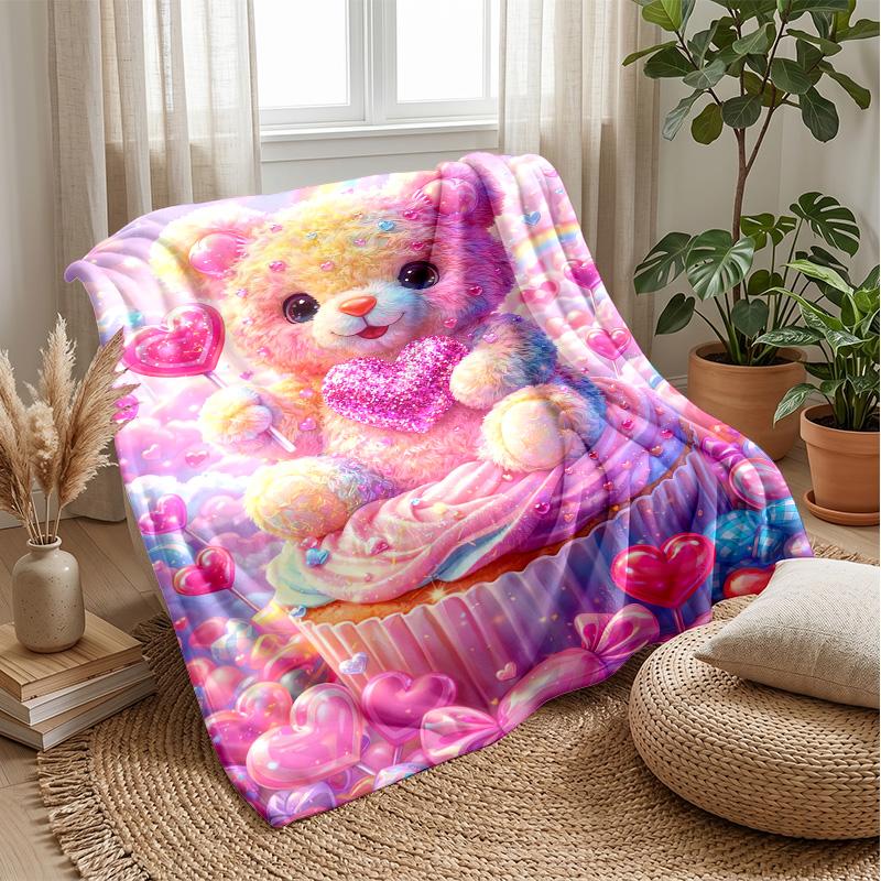 Stuffed Animals and Color Balls Theme blanket Lightweight Warm Flannel Blanket Decorative Throw Blanket for Home Decoration