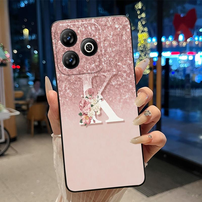 Модный чехол с буквой и цветком для пары на ZTE Blade V60 4G/Axon 60 4G/Nubia V60, мягкий силиконовый черный чехол, защитный от царапин корпус