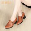 Genuine Leather Women Office Shoes High-heeled Sexy Women Dress Shoe Big Size Women Party Shoe