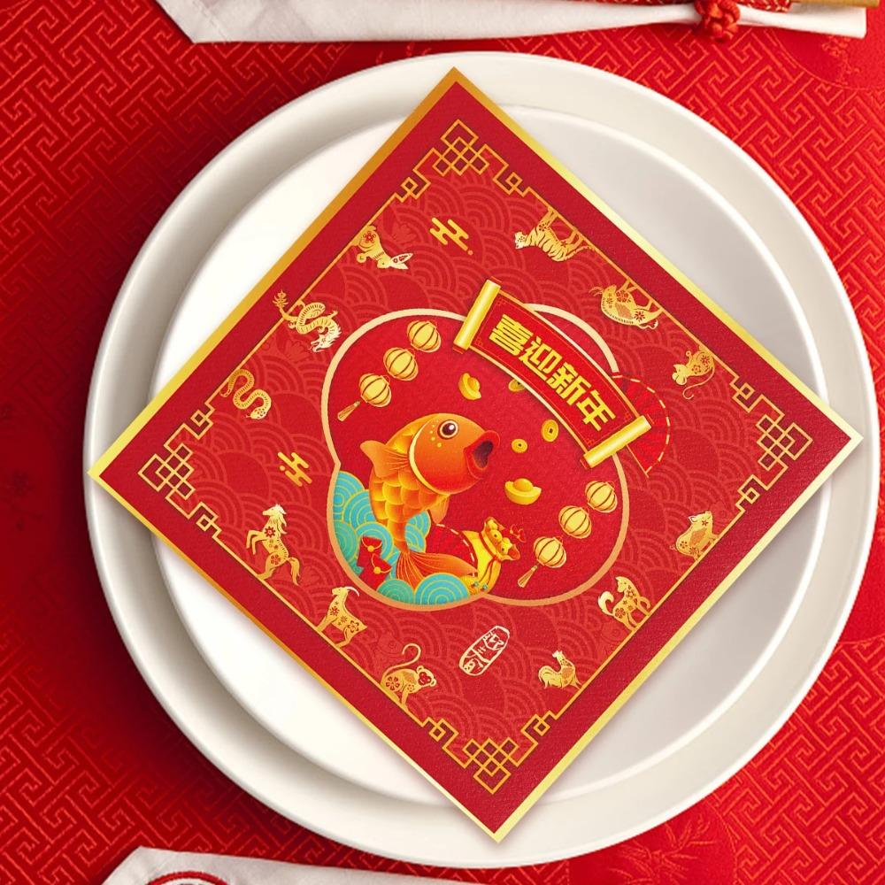 Serves 12 Paper Disposable Tableware Set Plates Cups Napkins Tablecloth Year of The Dragon