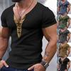 Summer Men's V-neck Color Matching Short Sleeved T-shirt Sports Casual Top