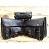 Handmade Black Leather Motorcycle Saddlebag Set: Panniers & Tool Pouch