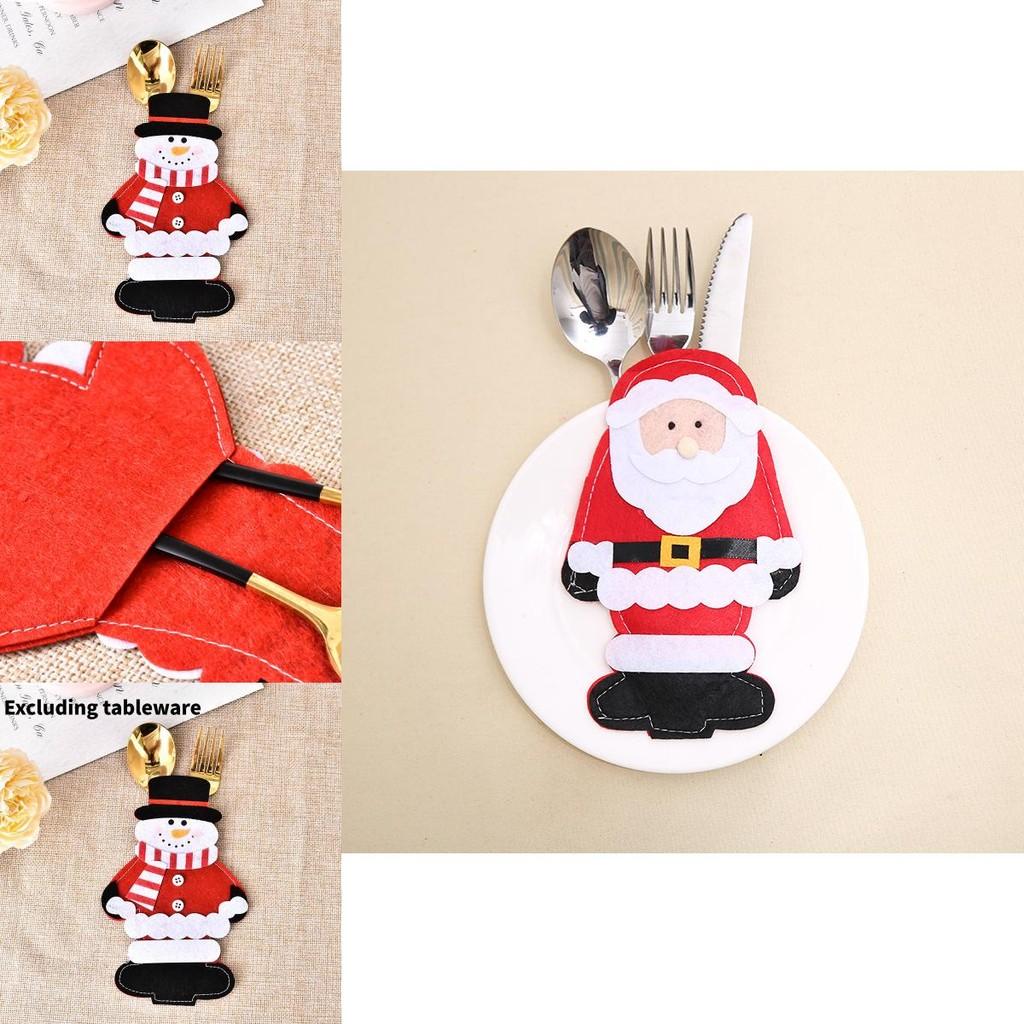 Очаровательные рождественские мешочки для столовых приборов с Санта-Клаусом для праздничного ужина
