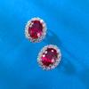 Xiancan Jewelry Серьги-пусеты из серебра S925 с овальным красным корундом - Модный повседневный универсальный стиль