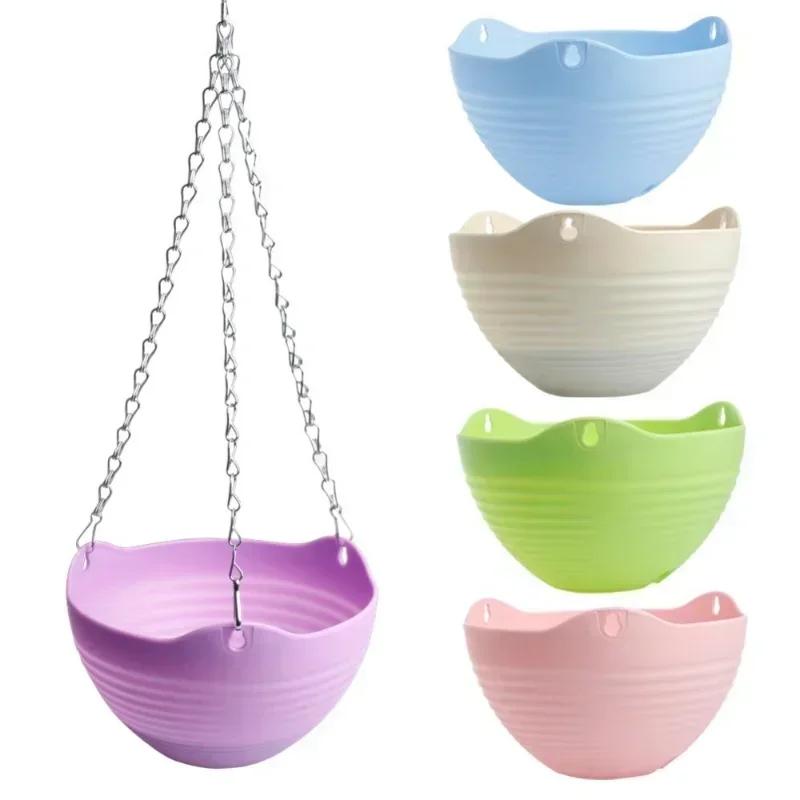 Пластиковый Утолщенный Смоляной Цветочный Горшок Подвесной Цветочный Растение Горшок Цепь Корзина Кашпо Держатель Аксессуары Садовые Принадлежности Подвесной Тип