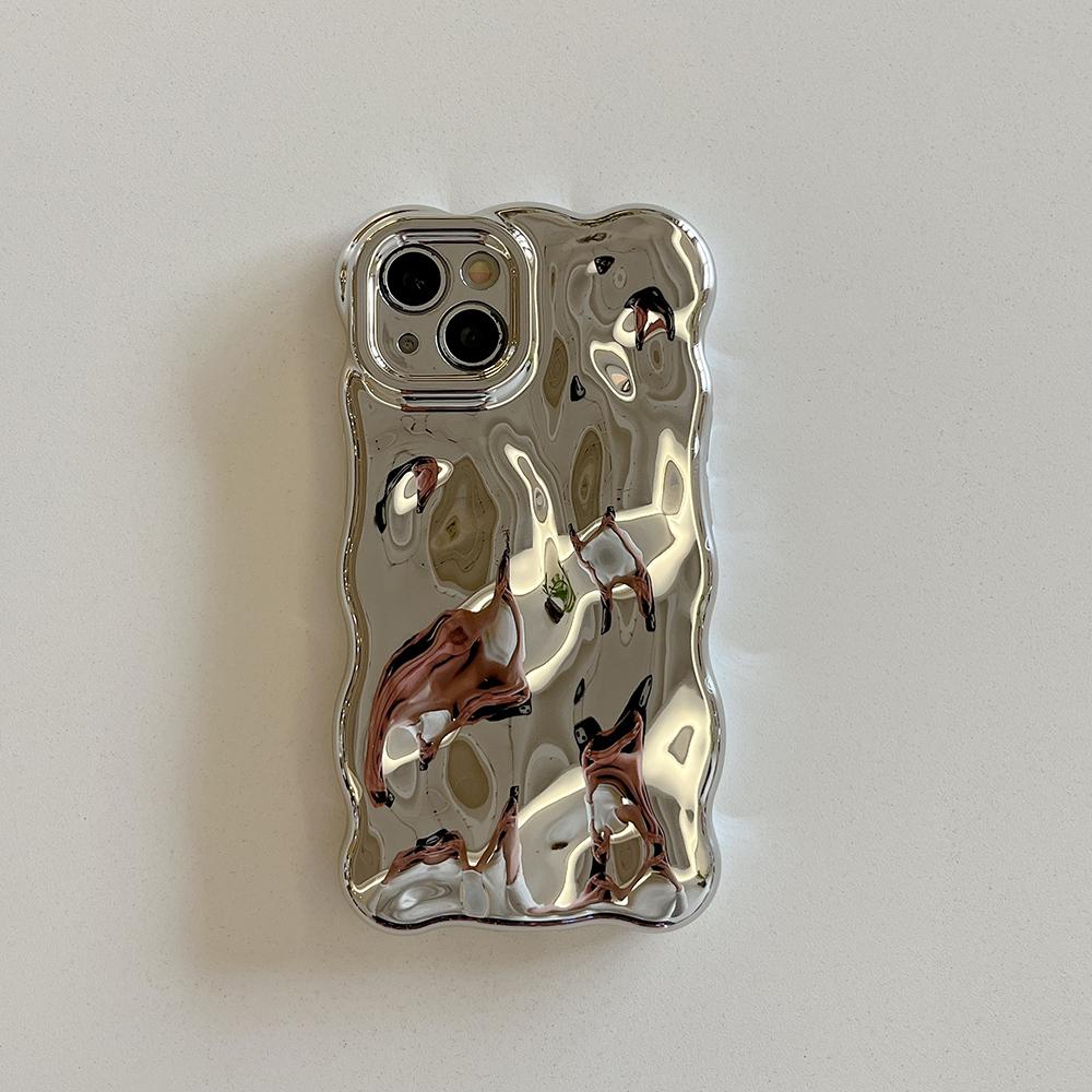 3D чехол для телефона с узором «Пузырьковая волна» для iPhone 17 Air 16 15 14 13 12 11 Pro Max 14pro Гальванизированный Мягкий Ударопрочный Задний чехол